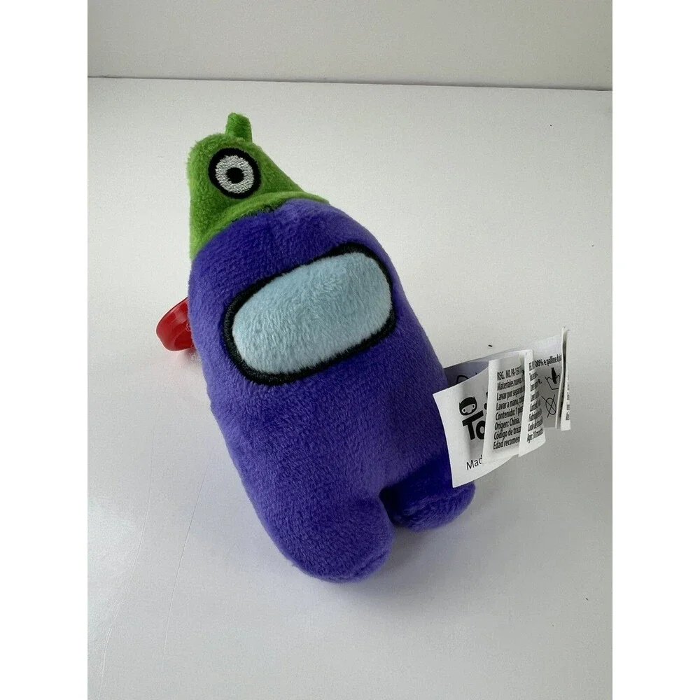 Amoung Us Purple Crewmate HeadSlug Hat Plush Toy Keychain Key Ring Bag Charm 6”